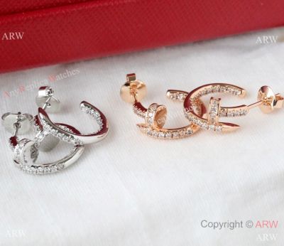 Replica Cartier Juste Un Clou Earrings Nail Style Half Diamonds